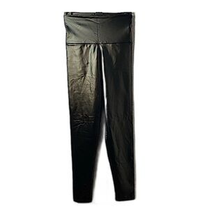 Everbellus Black Sexy Faux Leather High Waisted Stretchy Leggings Size S New!